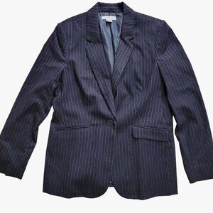Liz Claiborne‎ Blazer Sportcoat Womens Size 10 Blue Pinstriped Blended Materials